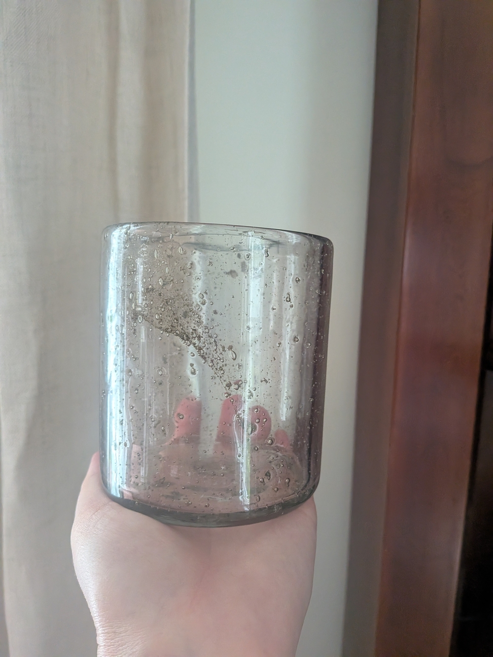 Handblown Bubble Glass Candle Holder - Smoky Gray